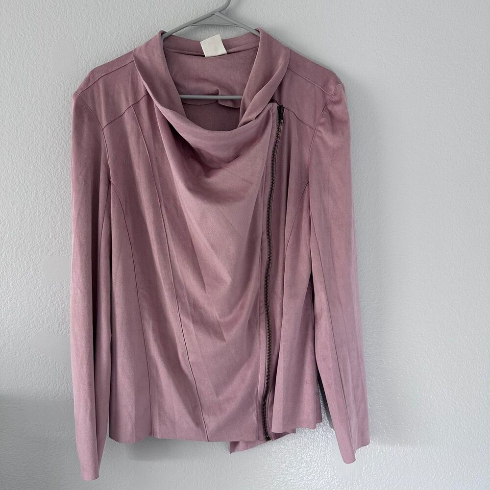 Mote Women's Jacket Size L-XL Soft Faux Suede Drape Pink Dusty‎ Long Sleeve